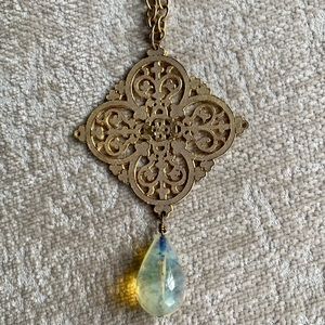 Statement faux gold medallion necklace